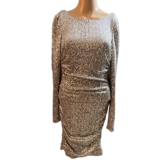 Aidan Mattox Mini Dress Metallic Sparkle Sequins Party Cocktail 6 - Picture 2 of 9